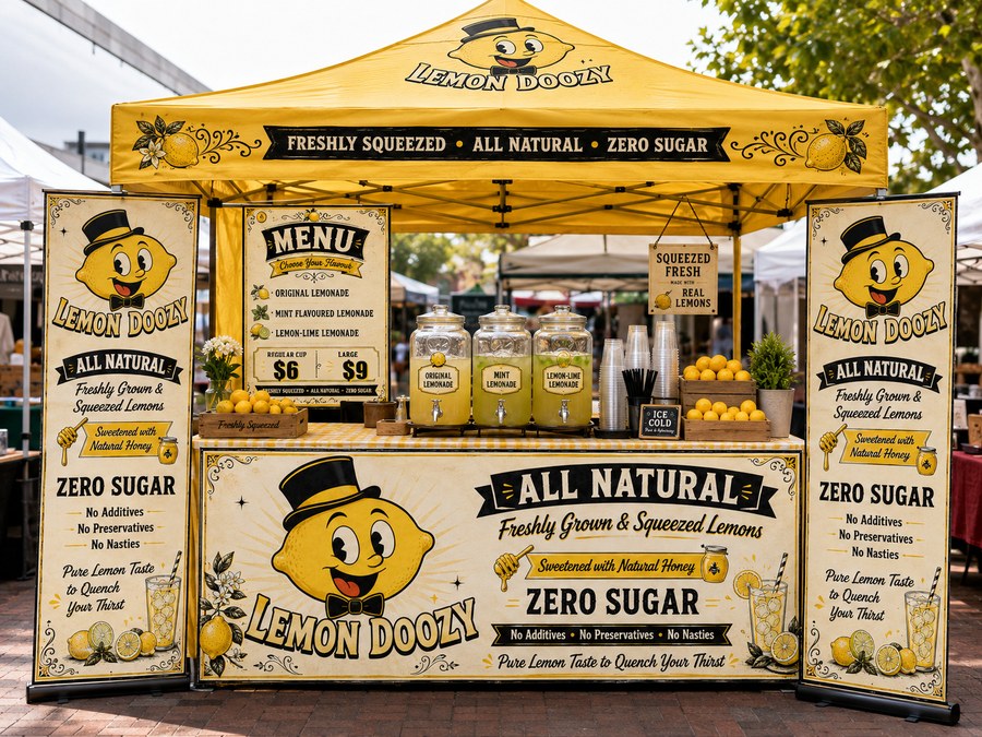 Lemon Doozy yellow lemonade stand